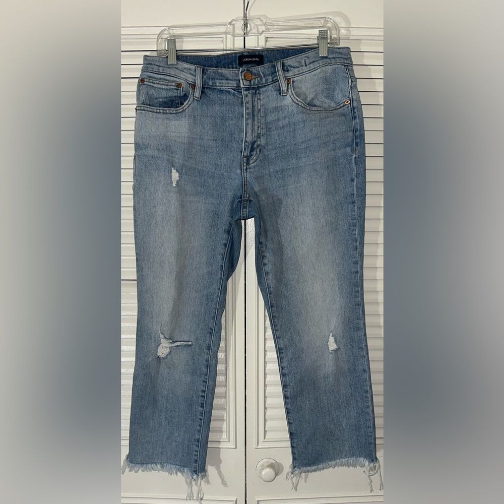 J.Crew Jeans Women’s Slim Broken-In Boyfriend Raw‎ Hem Distressed Jean Size 29P